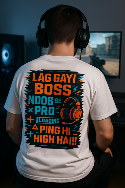 Lag Gayi Boss Ping High Hai T-Shirt - Funny Gamer Tee