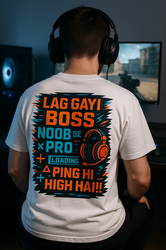 Lag Gayi Boss Ping High Hai T-Shirt - Funny Gamer Tee